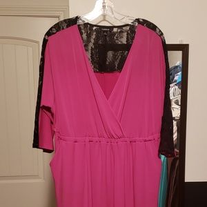 Gorgeous magenta .......and black lace dress